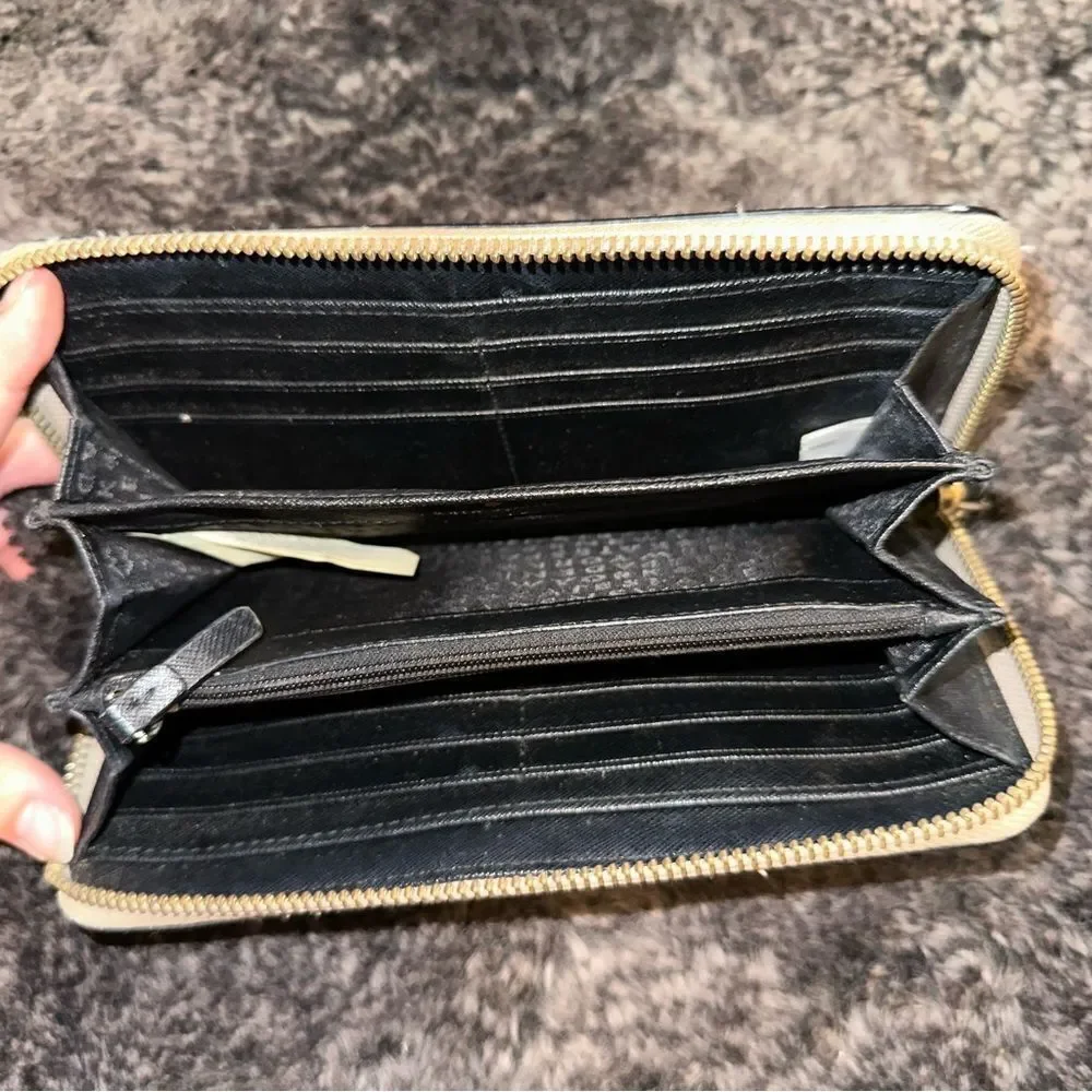 Kate Spade Taupe Black Colorblock Laurel Way Large Wallet Minimalist Preppy Chic